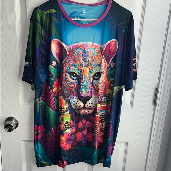 New Unisex Printed Cat Face T shirt Size L - Picture 1 of 5